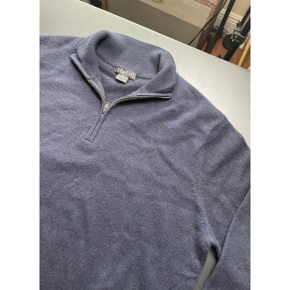 Phenix 1/4 Zip Sweater XL Navy Blue Excellent 100% Cashmere Pullover